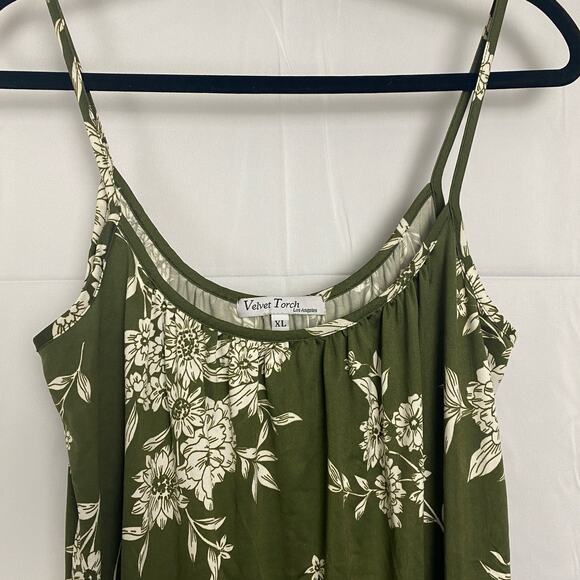 Green Floral Midi Dress by Velvet Torch, Size: XL, H: 49” x P2P: 13” - Picture 4 of 5